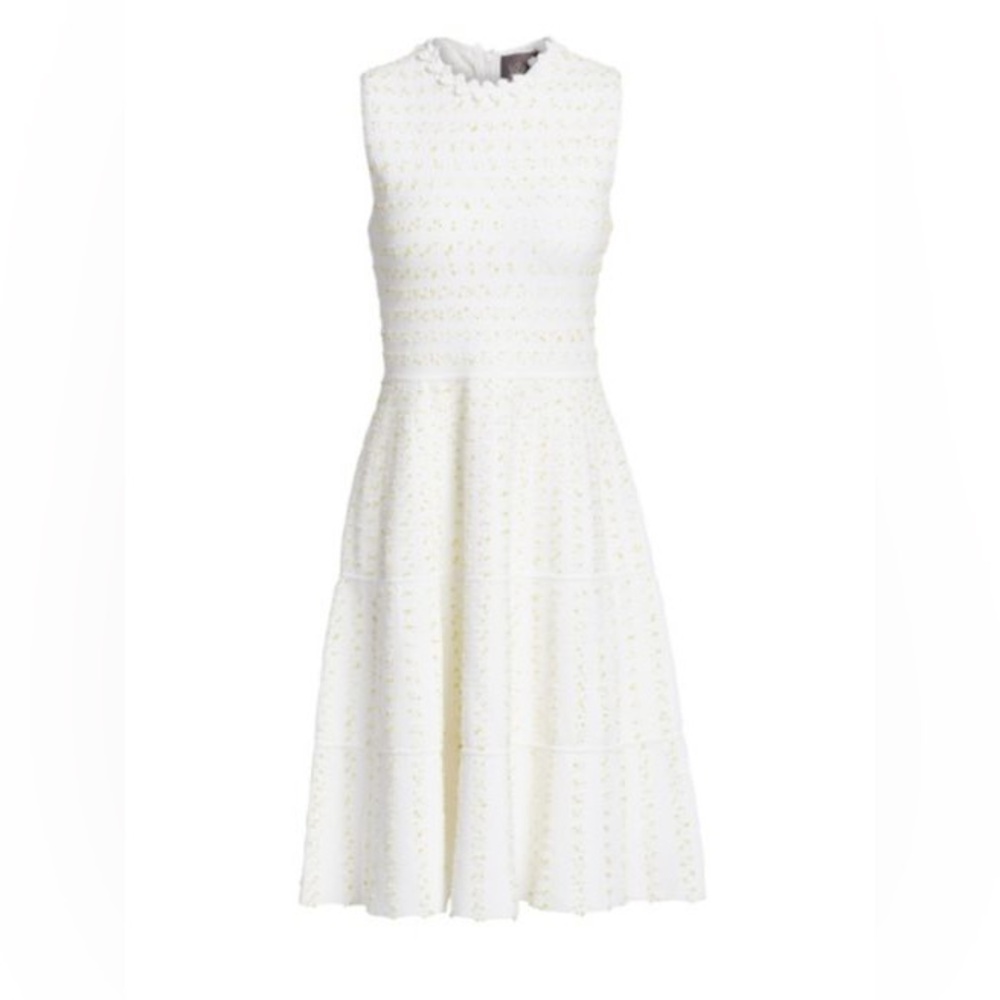 Lela Rose Cream and Yellow Textured Dress Size Small (2-4) $1,190